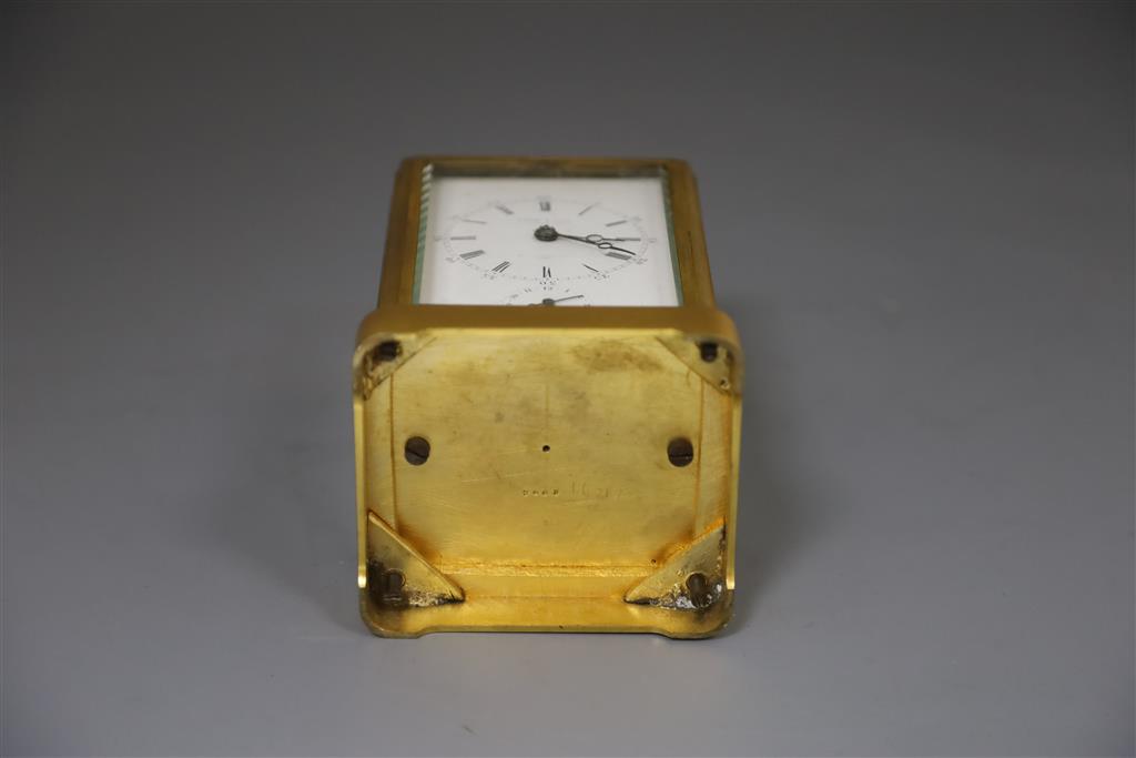 Drocourt & Co. A 19th century French quarter repeating carriage alarm clock